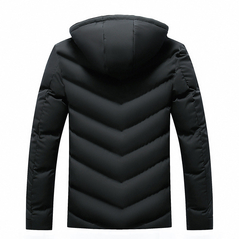 Herren gefütterte Winterjacke mit abnehmbarer Kapuze und hohem Kragen Drune