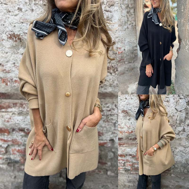 Damen Modische Cardigan mit praktischen Taschen und Knopfverschluss Drune