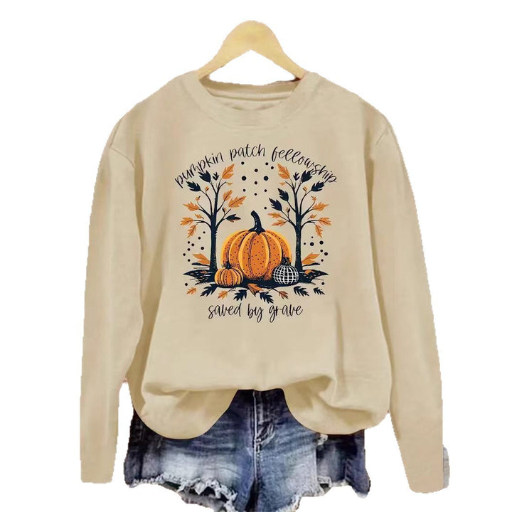 Damen Sweatshirt mit herbstlichem Kürbis-Motiv und lässigem Schnitt Drune