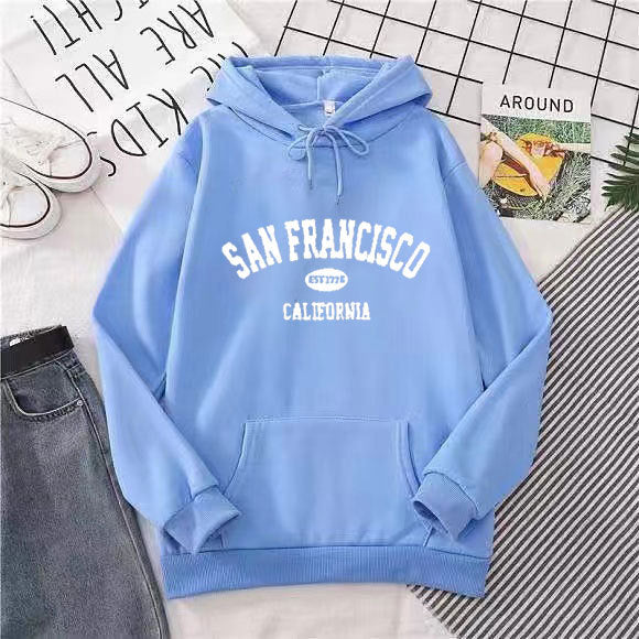 Damen Kapuzenpullover mit lässigem San Francisco-Print und bequemer Passform Drune