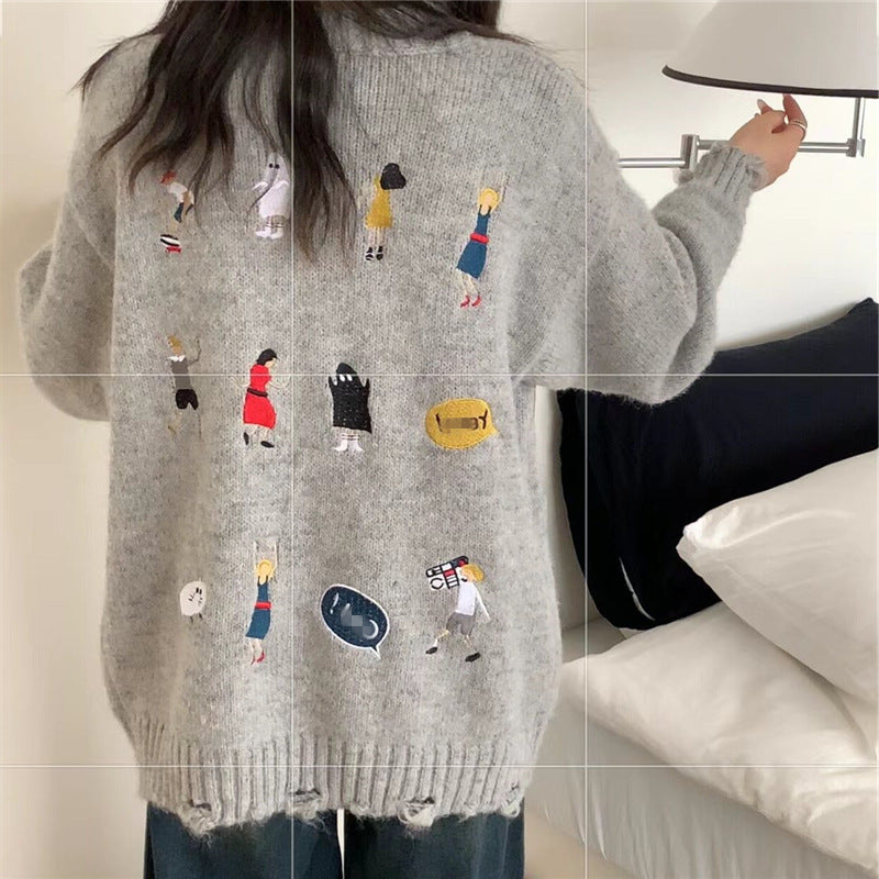 Damen Grober Strickcardigan mit praktischen Taschen und Knopfdetails Drune