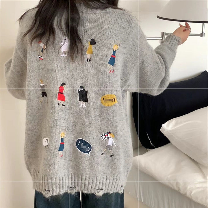 Damen Grober Strickcardigan mit praktischen Taschen und Knopfdetails Drune