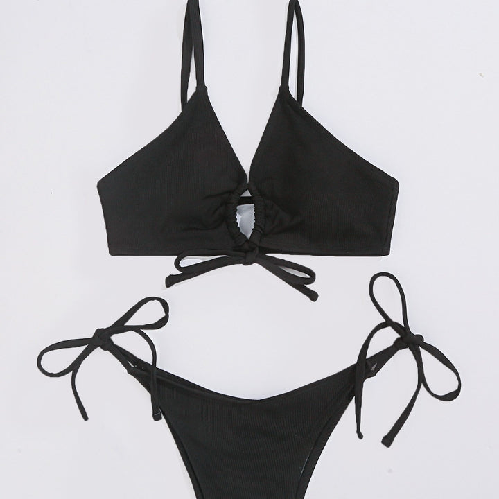 Damen Triangel-Bikini mit verstellbaren Trägern und raffiniertem Knoten Drune