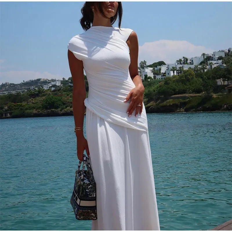Damen Maxikleid mit innovativem Wickeldesign und eleganter Drapierung Drune