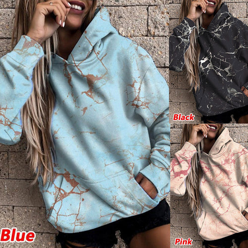 Damen Kapuzenpullover mit stylischem Marmor-Muster Drune