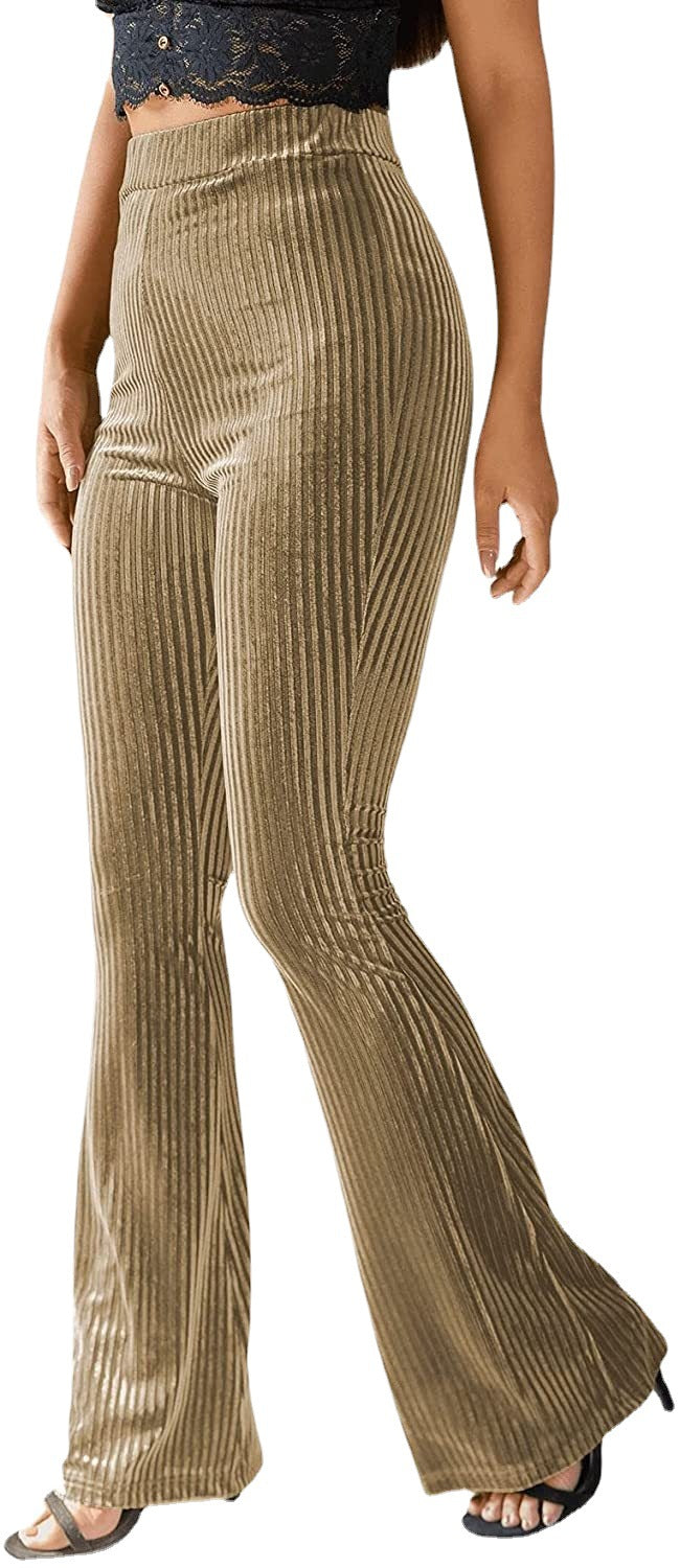 Damen Bootcut-Hose mit Rippstruktur und hohem Bund Drune