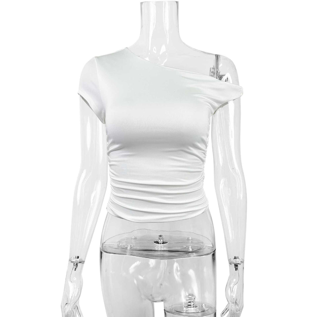 Damen Off-Shoulder Shirt mit Raffung und tailliertem Schnitt Drune