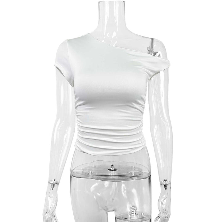 Damen Off-Shoulder Shirt mit Raffung und tailliertem Schnitt Drune