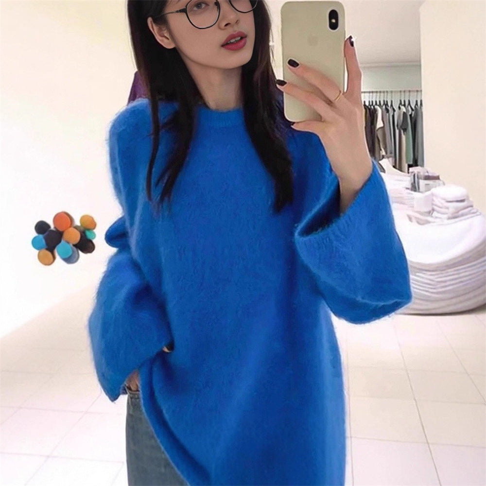 Damen Flauschiger Pullover mit oversized Schnitt aus Mohair-Wolle Drune