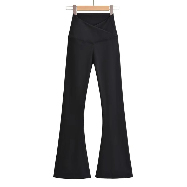 Damen Flared Leggings mit hohem Taillenbund und eleganter Wickeloptik Drune