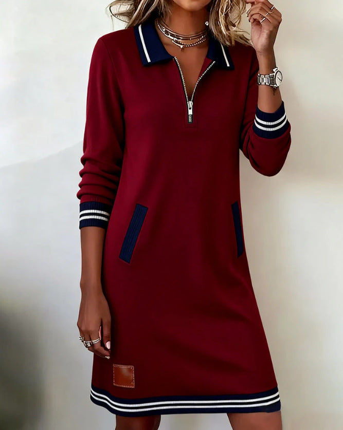 Damen Freizeitkleid mit sportlichem Kragen und Reißverschluss Drune