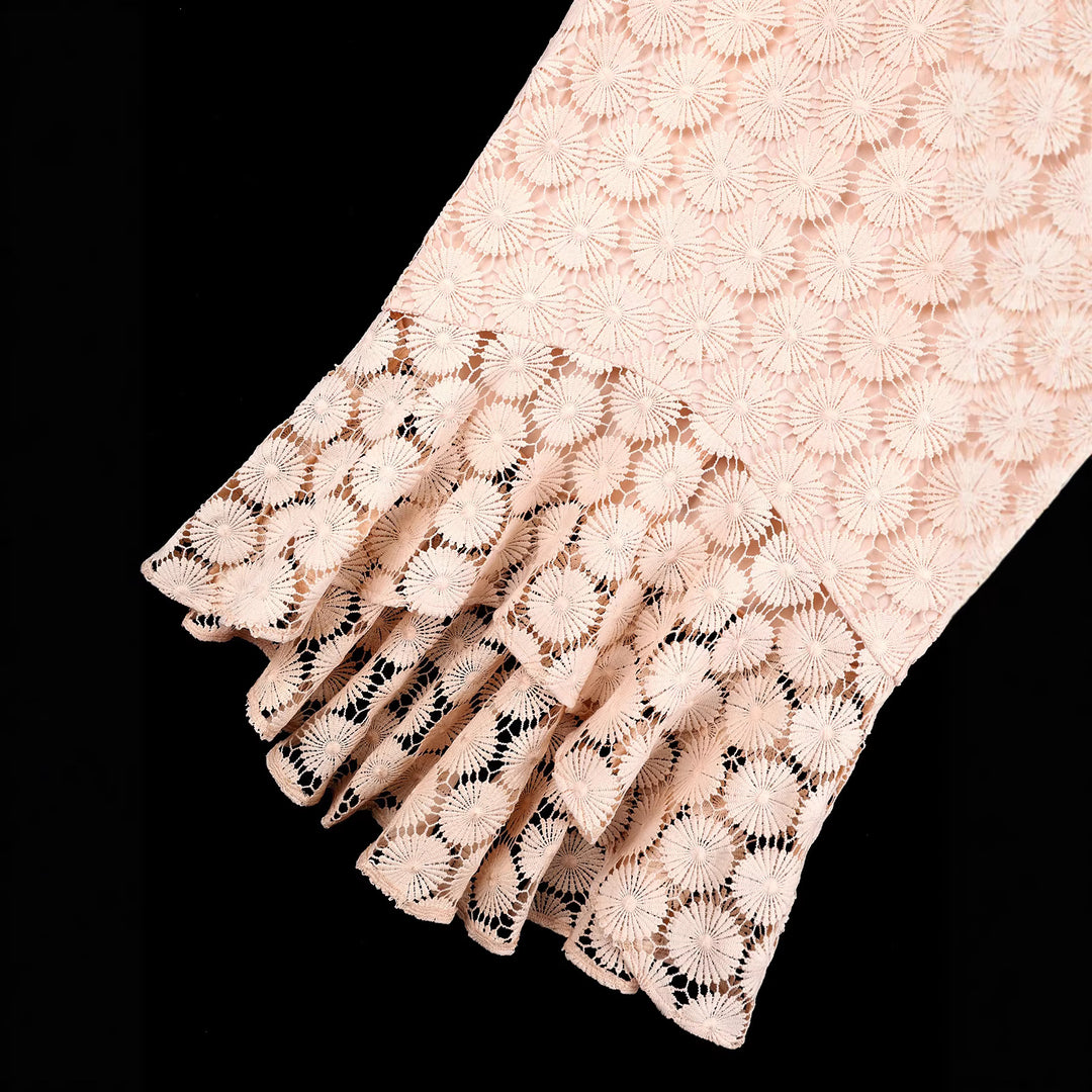 Damen Elegantes Spitzenkleid mit Rüschensaum Drune