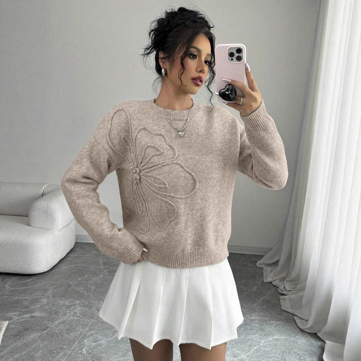 Damen Strickpullover mit einzigartigem floralem Design Drune
