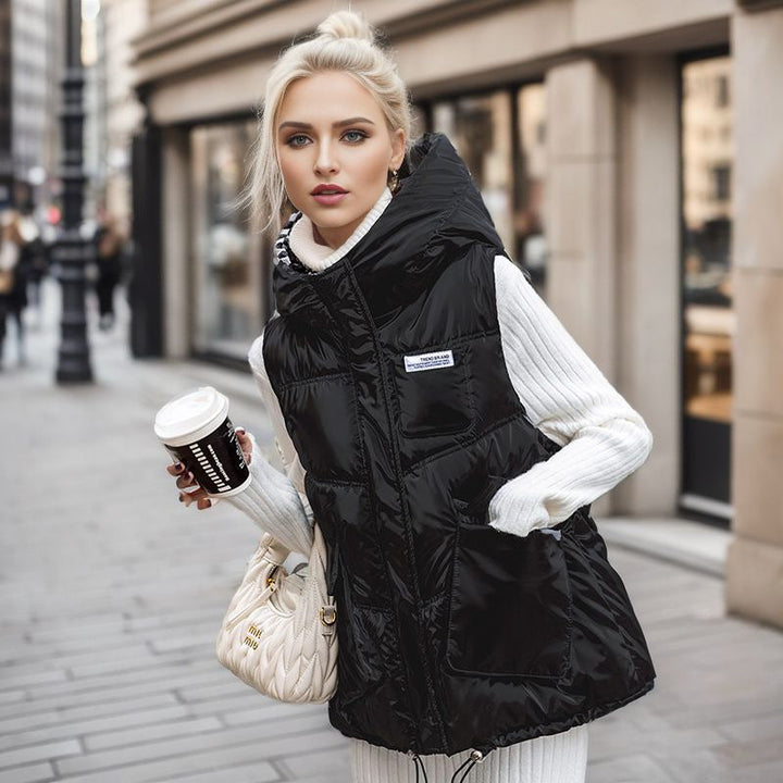 Damen gesteppte Winterweste mit verstellbarer Kapuze und praktischen Taschen Drune