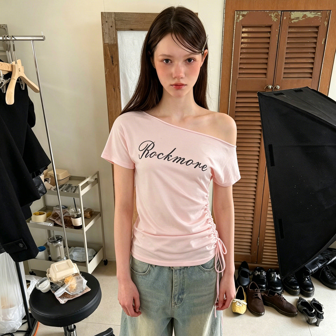 Damen asymmetrisches Casual-Shirt mit raffinierten Rüschendetails Drune