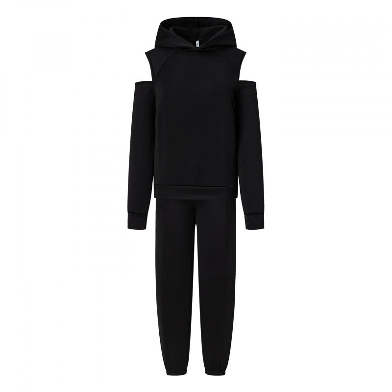 Damen sportliches Sweatset mit tiefem Ausschnitt und seitlichen Raglanärmeln Drune