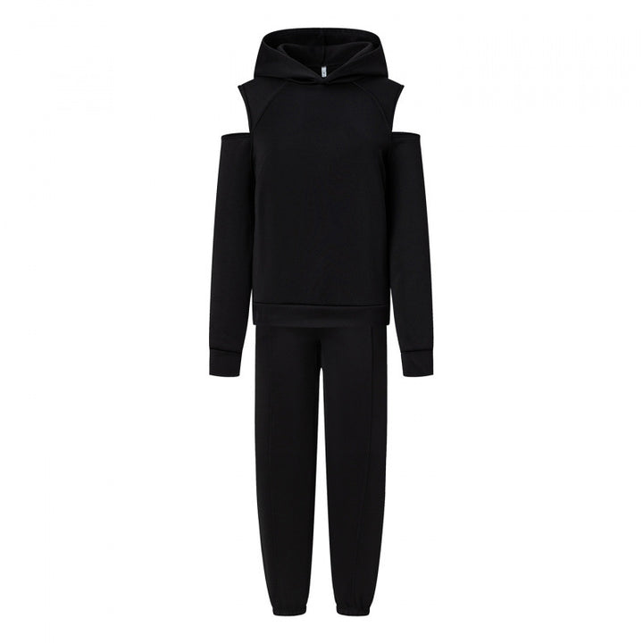 Damen sportliches Sweatset mit tiefem Ausschnitt und seitlichen Raglanärmeln Drune