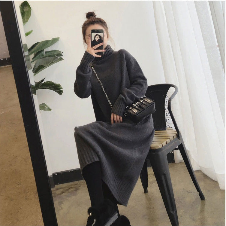Damen Strickkleid mit hohem Kragen und eleganten Rippenbündchen Drune