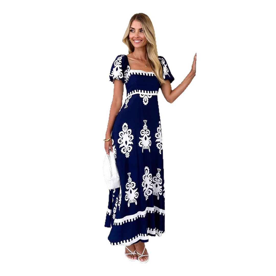 Damen Maxikleid mit eleganten Rüschendetails und floralem Muster Drune