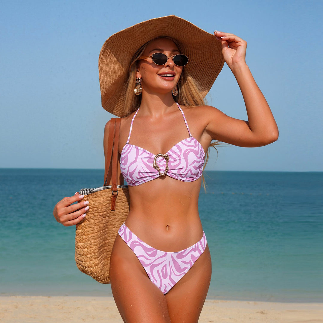 Damen Bikini-Set mit elegantem Ringdetail und floralem Muster Drune