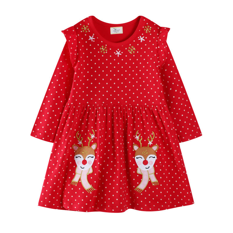 Mädchen Freizeitkleid mit festlichem Rentier-Design Drune
