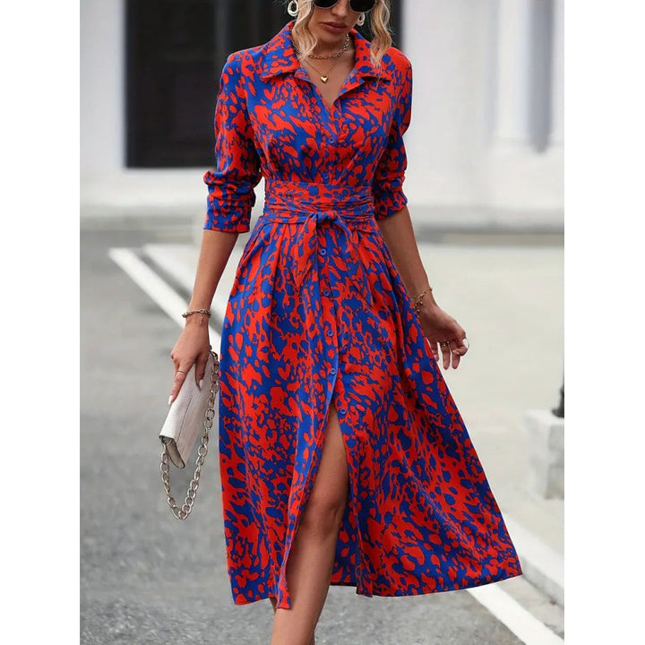 Damen Maxikleid mit eleganter Wickeloptik und raffinierten Blumendetails Drune