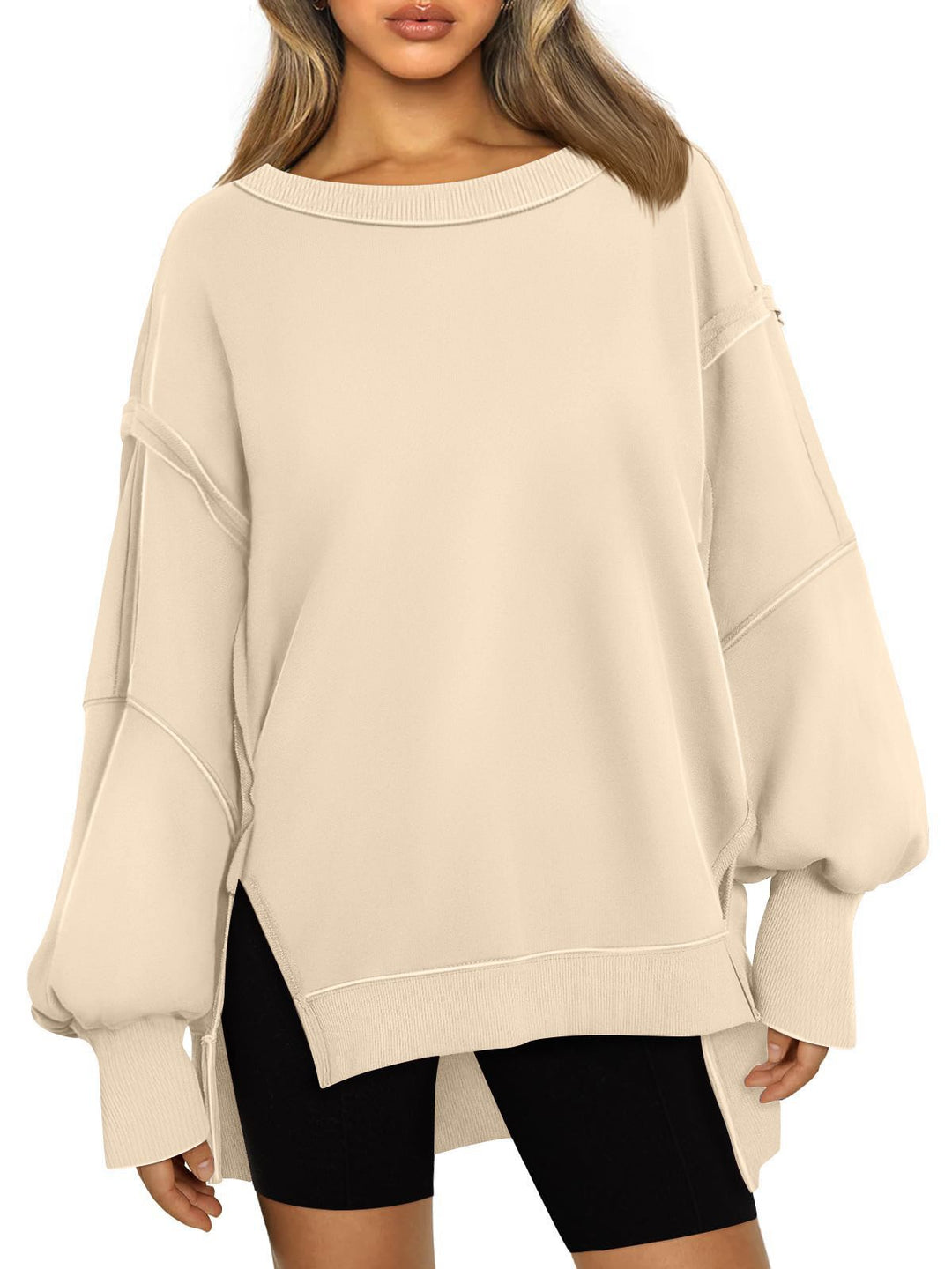 Damen oversized Sweatshirt mit ballonförmigen Ärmeln Drune