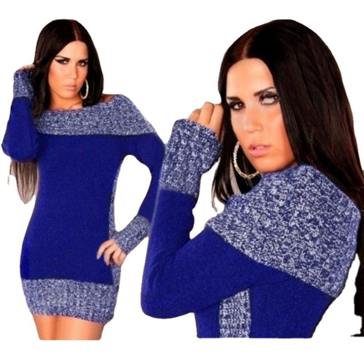 Damen Strickkleid mit asymmetrischem Off-Shoulder-Ausschnitt Drune