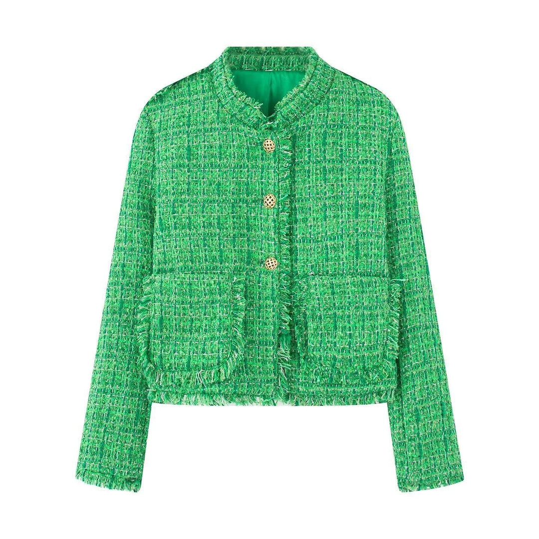 Drune | Damen Stilvolle Kurze Jacke Strukturiertes Tweed