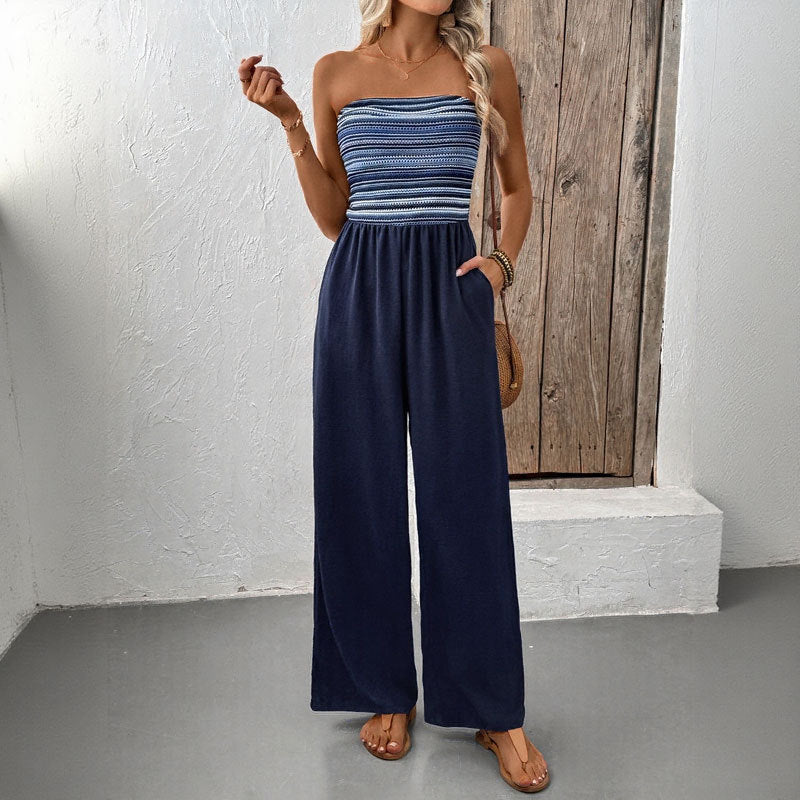 Damen Jumpsuit mit weitem Bein und elastischem Oberteil Drune