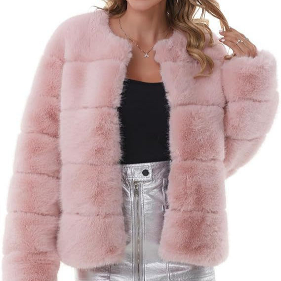 Damen Modischer Kunstfell-Jacke mit strukturiertem Design Drune