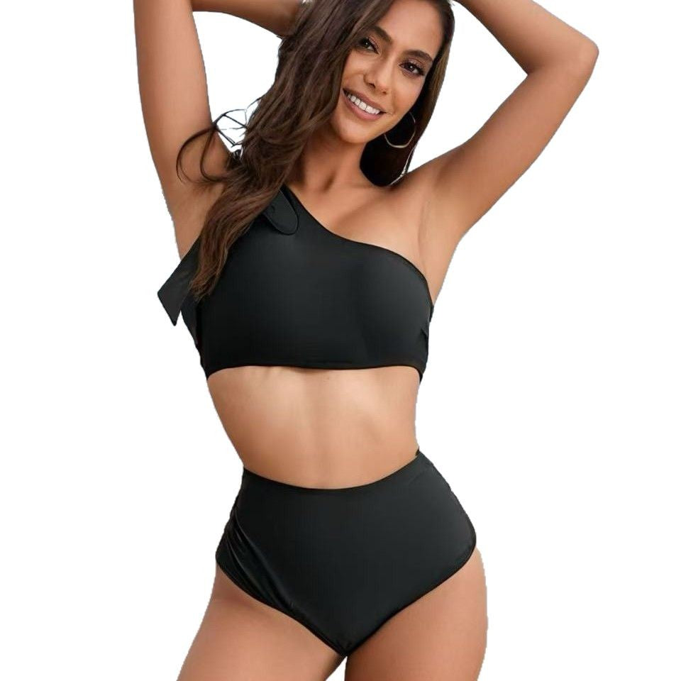 Damen High-Waisted Bikini-Set mit asymmetrischem Oberteil und verstellbarem Schnitt Drune