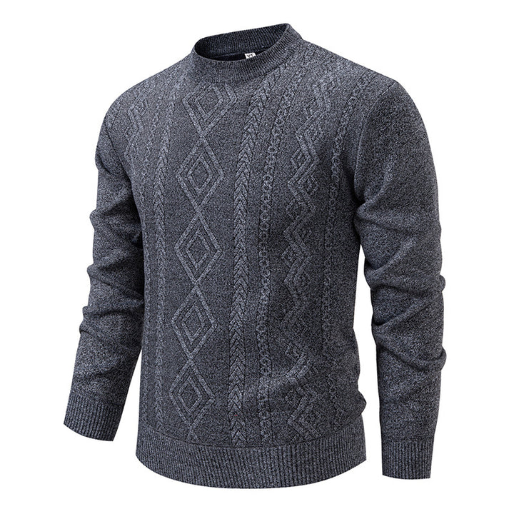 Herren nan gestrickter Rundhalspullover mit Rautenmuster und feinem Strukturstrick Drune