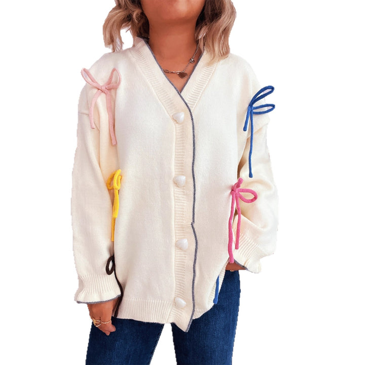 Damen Strickjacke mit bunten Schleifendetails Drune