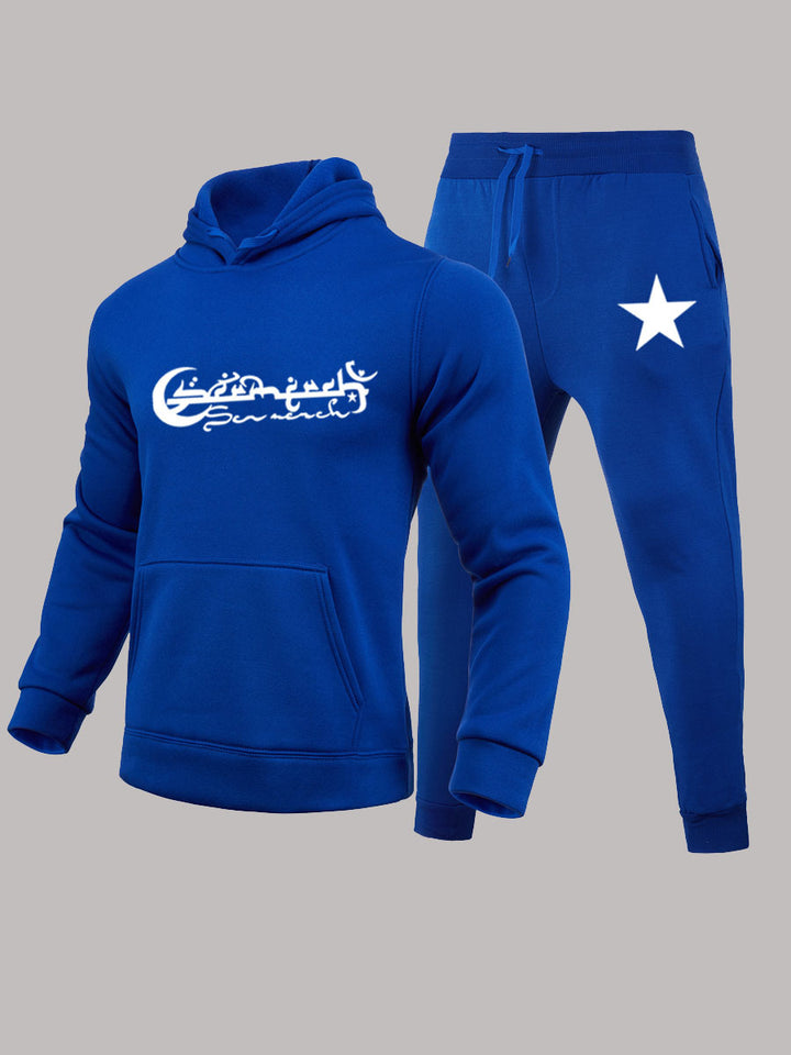 Herren Kapuzenpullover und Jogginghose Set mit stylischem Sternenmuster Drune