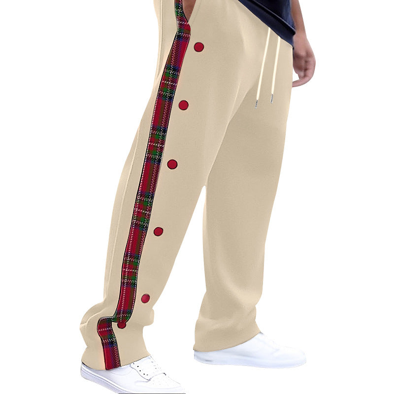 Herren Sportliche Freizeithose mit Knopfleisten und Karomuster Drune