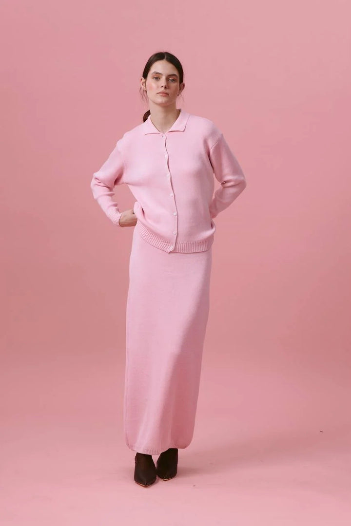 Damen Strickjacke mit Polokragen und Knopfverschluss Drune