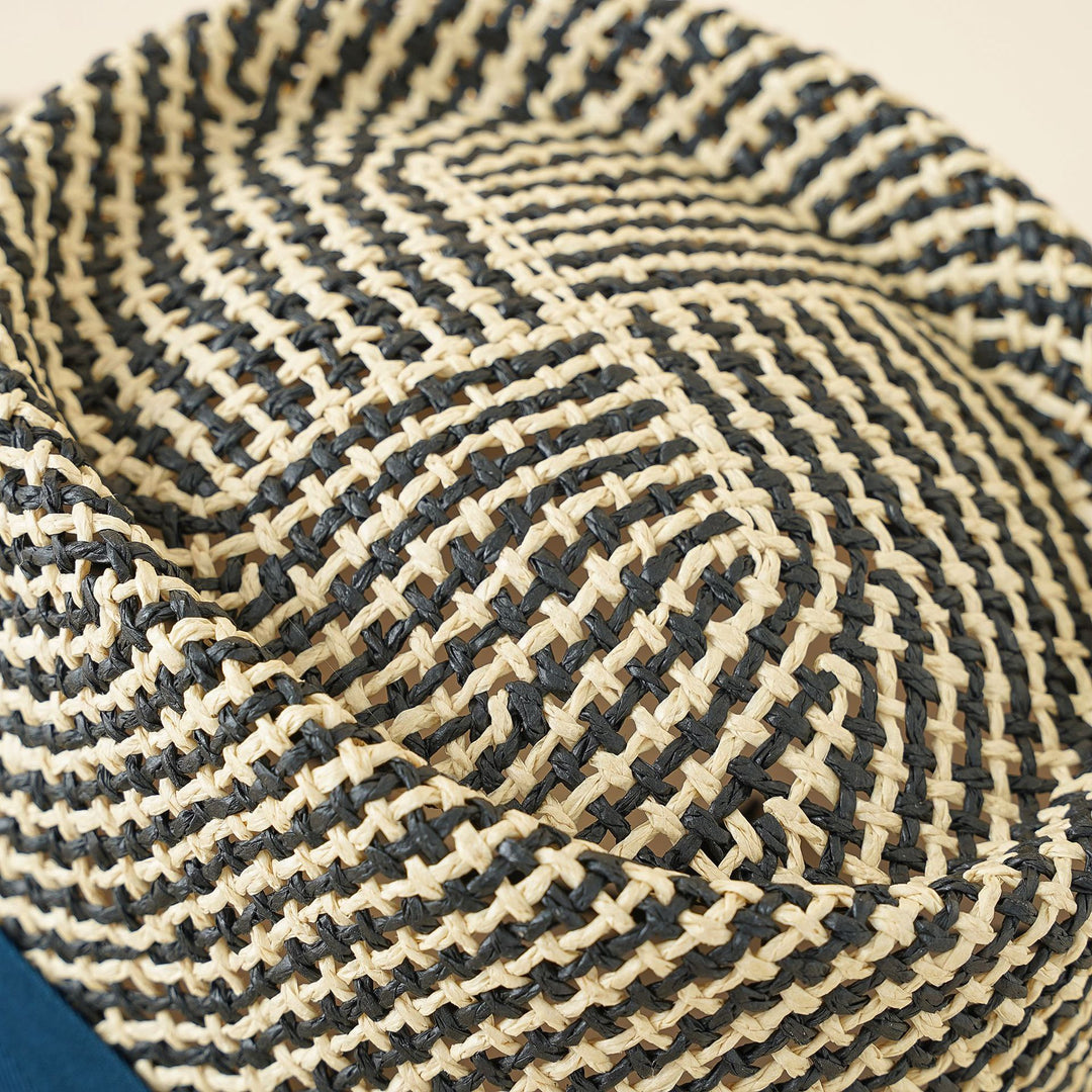 Damen Strohhut mit breiter Krempe und elegantem Kontrastband Drune