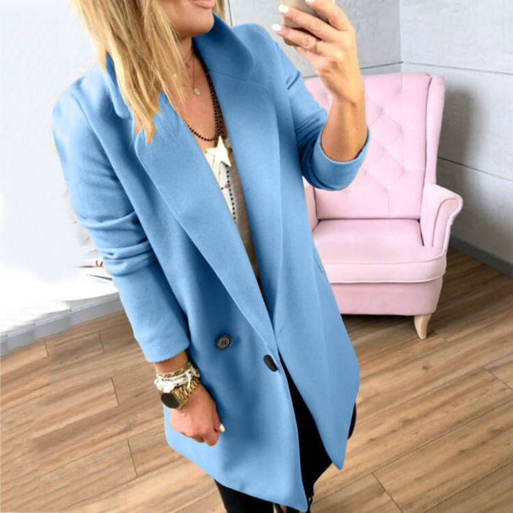 Damen Überlanger, taillierter Mantel mit elegantem Revers und praktischen Taschen Drune