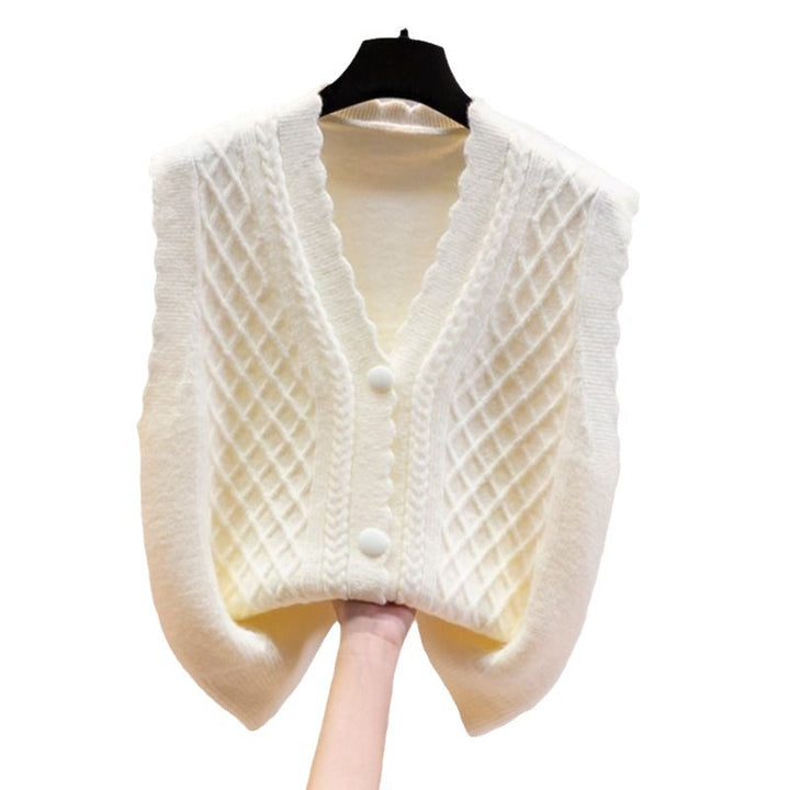 Damen Strickweste mit dekorativem Zopfmuster und Knopfdetails Drune