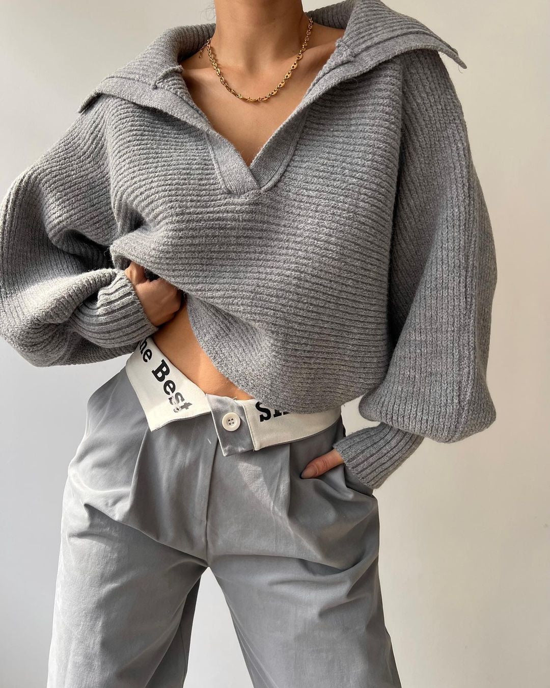 Damen Oversized Strickpullover Drune