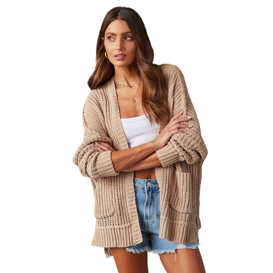 Damen Relaxed Strickjacke mit Taschen und offener Front Drune
