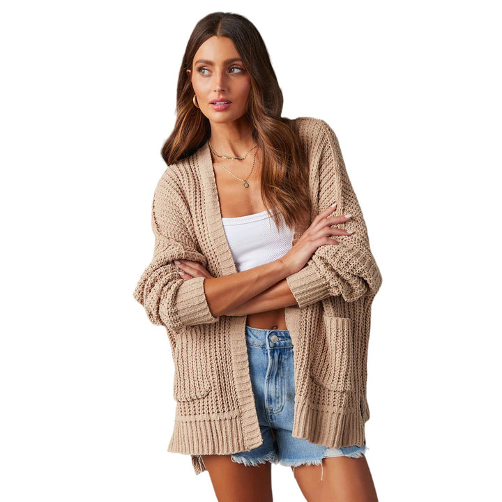 Damen Relaxed Strickjacke mit Taschen und offener Front Drune