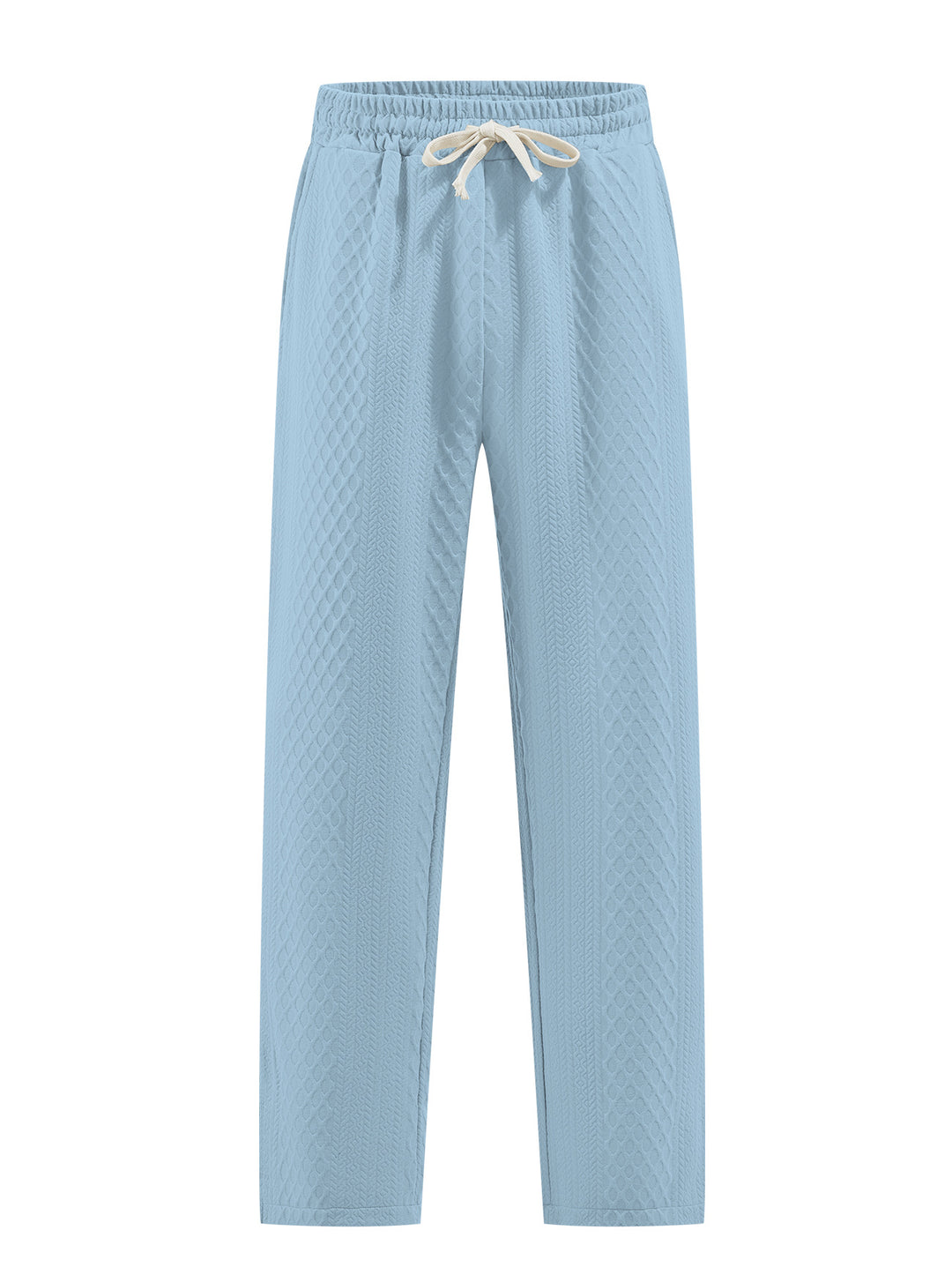 Damen nan komfortable strukturierte Loungehose mit elastischem Kordelbund und geradem Bein Drune