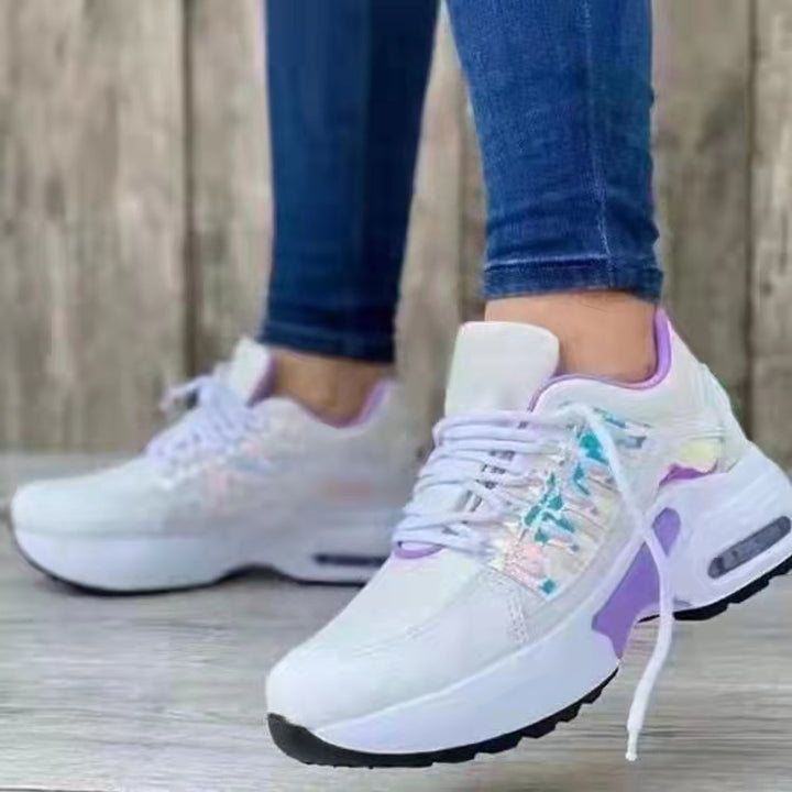 Damen nan sportive Plateau-Sneaker mit sichtbarem Luftkissen, gepolstertem Komfortfußbett und atmungsaktivem Mesh-Detail Drune