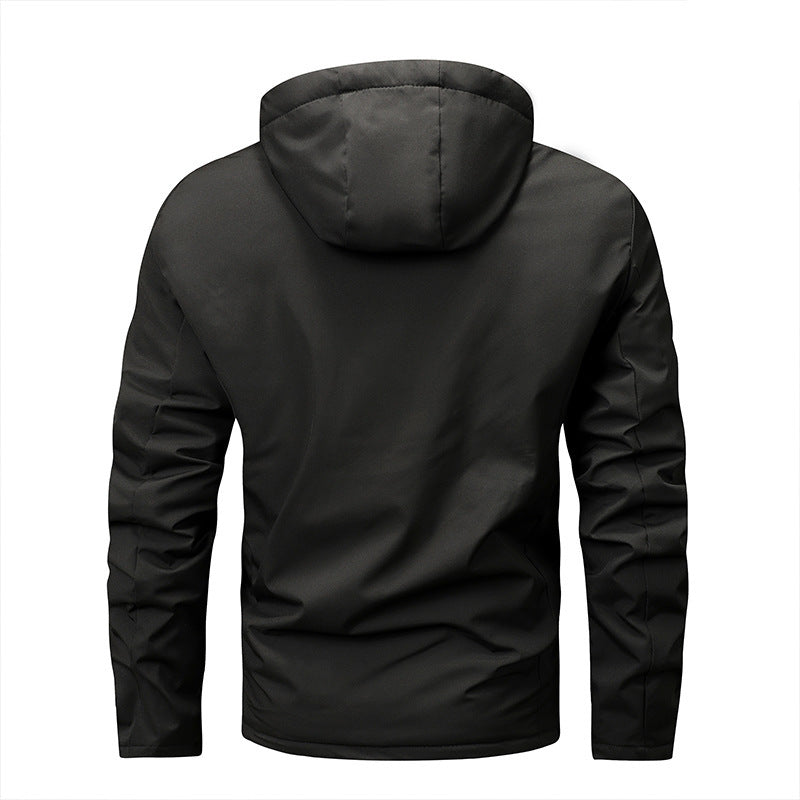 Herren nan wasserabweisende gefütterte Thermo-Hoodiejacke mit Fleece-Innenfutter und verdeckten Reißverschlusstaschen Drune