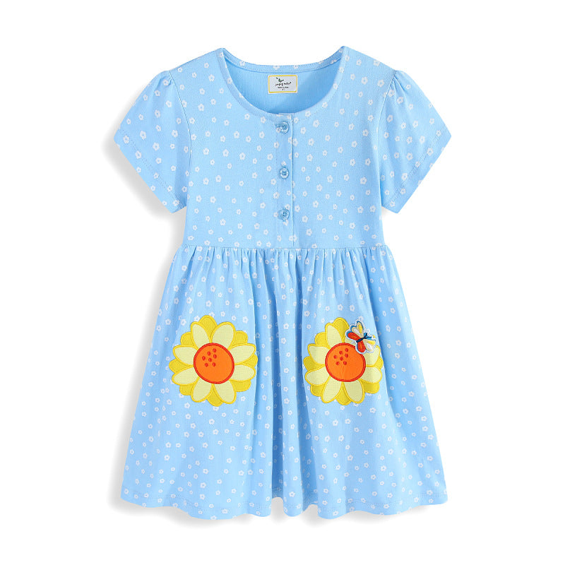 Mädchen Sommerkleid mit verspielten Blumenapplikationen Drune