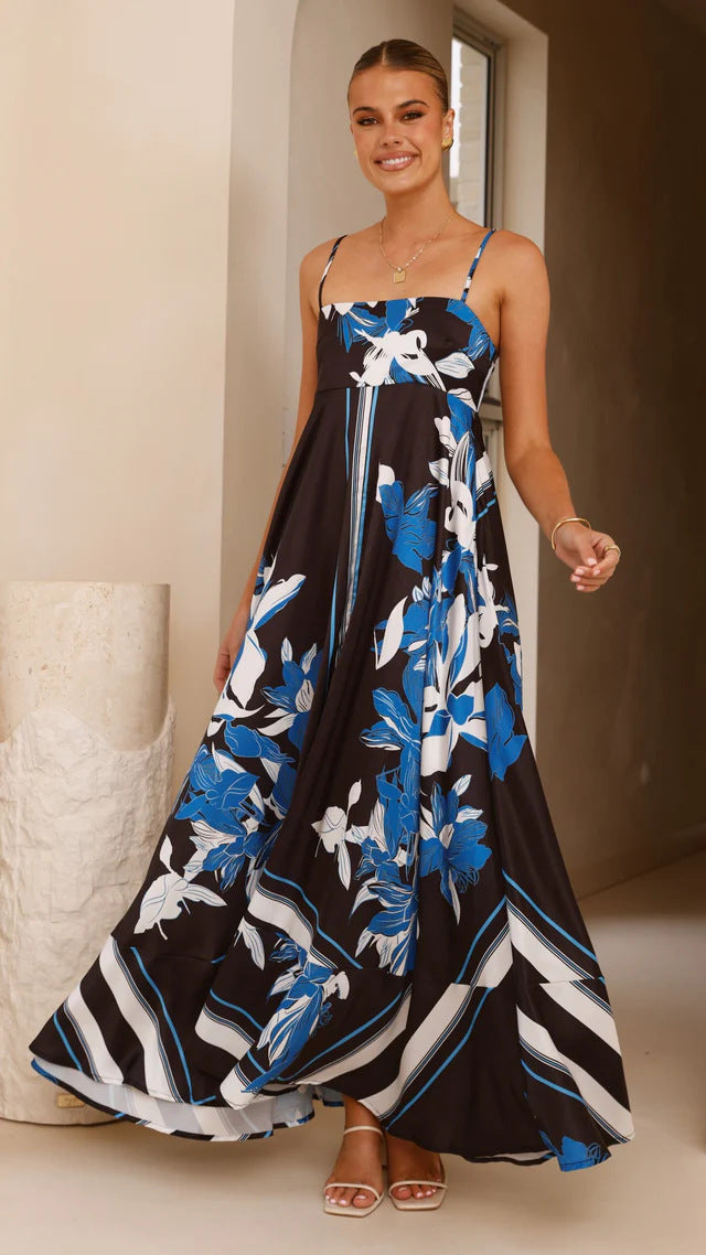 Damen Maxikleid mit floralem Motiv und fließendem Schnitt Drune