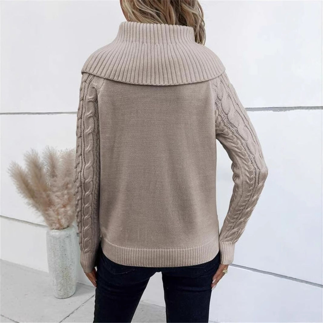 Damen Strickpullover mit oversized Kragen Drune