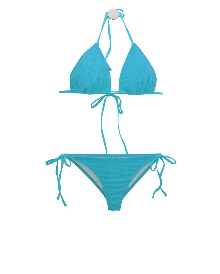Damen Triangel-Bikini-Set mit verstellbaren Trägern und dekorativem Knoten Drune